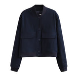 Women's ZA Autumn New Large Pocket Bomber
