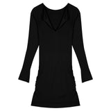 Sleeve Bodycon Knitted Dress Women V-Neck Casual Y2k Mini Dress Office Lady One Piece Dress Korean Fashion 2022 Autumn