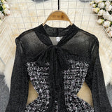 Lady Little Fragrant Temperament Fluttering Lead To The Acceptance Of Waist Thin A Word Lotus Leaf Side Coarse Dress