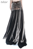 Patchwork Fringe Dress For Women O Neck Sleeveless Hollow Out Straight Sexy Dresses Female 2023 Summer Fashion