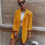 Casual Blazer Jacket For Women Autumn Winter Single Buttons Loose Green Coats Long Sleeve Oversized Suit Jackets Streetwear