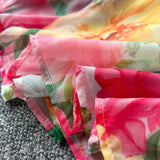 Shoulder Lotus Leaf Side Waist Dress Female Design Feel In The Pendant Pendant Print Chiffon