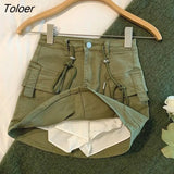 Drawstring High Waist Mini Skirt Women Streetwear Big Pocket Cargo Skirt Woman Fashion 2023 short A Line y2k Skirts
