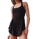 Women Tennis Dress Summer Casual Solid Color Sleeveless Open Back Athletic Mini Dresses with Pockets Sports Workout Golf