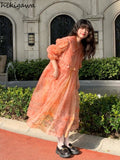 for Women 2023 Vestidos De Mujer Sweet Peter Pan Collar Floral Gazue Summer Dress Korean Sweet A-line Robe Femm