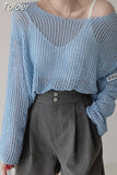 Fashion Y2K Sweater For Women Korean Woman Oversize Sweaters 2023 Hollow Out Female Clothing Long Sleeve Pullover