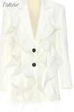 Fashion Women's Blazer New Notched Loose Single Breasted Spliced Mesh Long Sleeve Suit Jackets Female Summer 2023