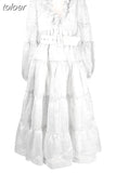 Elegant Long Dresses For Women V Neck Puff Long Sleeve Patchwork Lace Temperament Maxi Female 2023 Spring Fashion