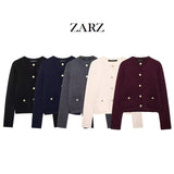 Homemade New Women's Ocean Gold Buckle Knitted Coat