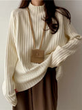 Tops 2022 Women Autumn Winter Loose Solid Color Round Neck Women's Sweater Pullover Bottoming Top Oversized