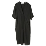 2022 New Spring Summer V-collar Half Sleeve Bandgae Loose Temperament Loose Big Size Chiffon Dress Women Fashion