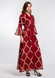 Plaid Print Belted Muslim