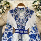 Spring Dress New Dress Women 2025 Fashion Suit Collar Long Sleeves To Roll Print A-Word