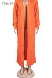 Winter Open Front Chunky Cardigan for Ladies Long Sleeve Cable Knit Floor Length Coat Fashion Side Big Pockets