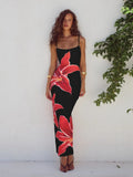 Toloer Women's Summer 2024 New Print Sexy Slip Dress Children's Holiday Wind Beach Dress-Outfit