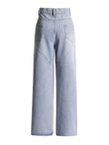 Toloer Design Sense Set Diamond Wide Leg Pants Spring 2024 New Fashion High Waist Nail Bead High Sense Jeans Woman-Outfit