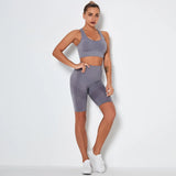 Gym Set Fitness Clothing Sportswear High Waist Women Gym Leggings Tights Padded Push-up Sports Bra 2 Pcs Sports