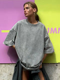 Old Short-Sleeved T-Shirt 2025 Summer Relaxation Leisure Collar Water Washing Hair Short-Sleeved