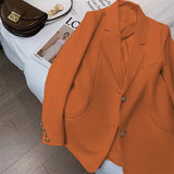 Toloer Suit Jacket Female GJ Sense Spring Autumn 2024 New Korean Version Of Fashion Long Small Suit-Outfit
