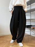 Waist Design Suit Pants Women's Spring Autumn Loose Wide Leg Floor Mops Inclined Placket