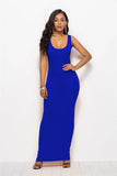 Elegant Women Sexy Dress O-Neck Sleeveless Slim Maxi Dress High Stretch Tank Robe Spring Summer Thin Long Dress