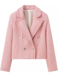 Tweed Buttoned Cropped Coat-Outfit