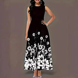 Summer New Fashion Sleeveless Print Loose Round Collar Simple Temperament