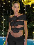 Fashion Women's Vest Slash Neck Sleeveless Spliced Appliques Hollow Out Pleated Solid Color Tops Summer 2023 New