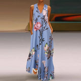 Printed Maxi Dress ZANZEA 2022 Women's Sundress Casual Summer Long Vestido Female V Neck Party Robe Femme Linen Dress