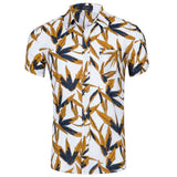 of 2019 American size Short-sleeved Men's Hawaiian Shirts Short-sleeved Beach Printed with Tencel Cotton shirts US