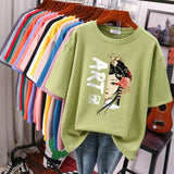 100% Cotton Plus Size L-6XL T Shirt Print Tshirt Short Sleeve Women's Top Chinese Style Summer Couple O Neck T