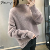 Winter Sweater Women Warm White Turtleneck Fluffy Women's Jumper Winter Pull Sweaters For Women Knitted Sweater Woman