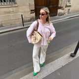 New Women's Simple Fashion Casual Loose Collar Single Buckle Long-Sleeved Shirt