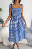 Tie Shoulder Frill Trim Midi