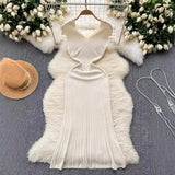 New Knitted Dress Women's French Retro High-End Slim Slimy Temperament Of The Body Fishtail
