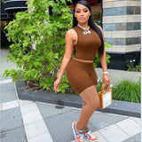 Fashion Solid Color Crop Top And Shorts Casual