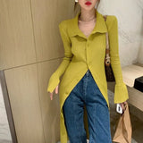 Autumer Winter Knit Casual Long Sleeve Button Elegant Chic POLO Collar Slim Sweater Dress for Women Vintage Korean