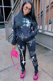 Print Hooded Sweatsuit with