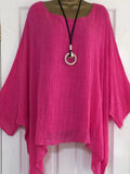 2022 Oversized Tunics Plus Size 5XL Batwing Sleeve Womens Blouses Loose Solid O Neck Shirt Women Asymmetric Tops