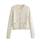 Spring Button Knitted Cardigan Coat Small Scented Women's Sweater