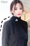 Women Turtleneck Sweater Solid Color Embroidery Cartoon Panda Bear Cute Streetwear Pullovers Knitted Female Clothes