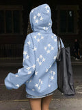 Oversized Star Print Zip Up Hoodie-Outfit