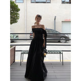 Shoulder Ribbon Dress Women's Summer Fashion Temperament Reduction Loose Thin A Word Long