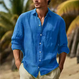 Men's Linen Shirt Button Shirt Summer Beach Shirt Pure