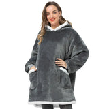 Hoodie Women Hooded Blanket Pocket Fleece Plush Hoodie Sweatshirt Warm Winter Clothing Fleece TV Blanket with