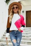Block Mock Neck Ribbed Trim