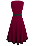 Vintage O-Neck Sleeveless Solid Bow A-line Midi