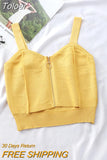 Women Crop Top Club Sexy Zipper Cotton Camisole Ladies Sleeveless Solid Simple Straps Tops Women Black Knitted Tank