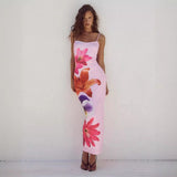 Toloer Women's Summer 2024 New Print Sexy Slip Dress Children's Holiday Wind Beach Dress-Outfit