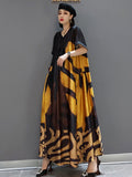 Print Dress For Women O Neck Short Sleeve Pockets Straight Loose Vintage Dresses Female 2023 Summer Fashion